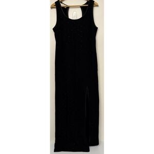 Hartly Westwood VTG Women's Black Beaded Knit Side Slit Goth-whimsy Dress Sz M?‎